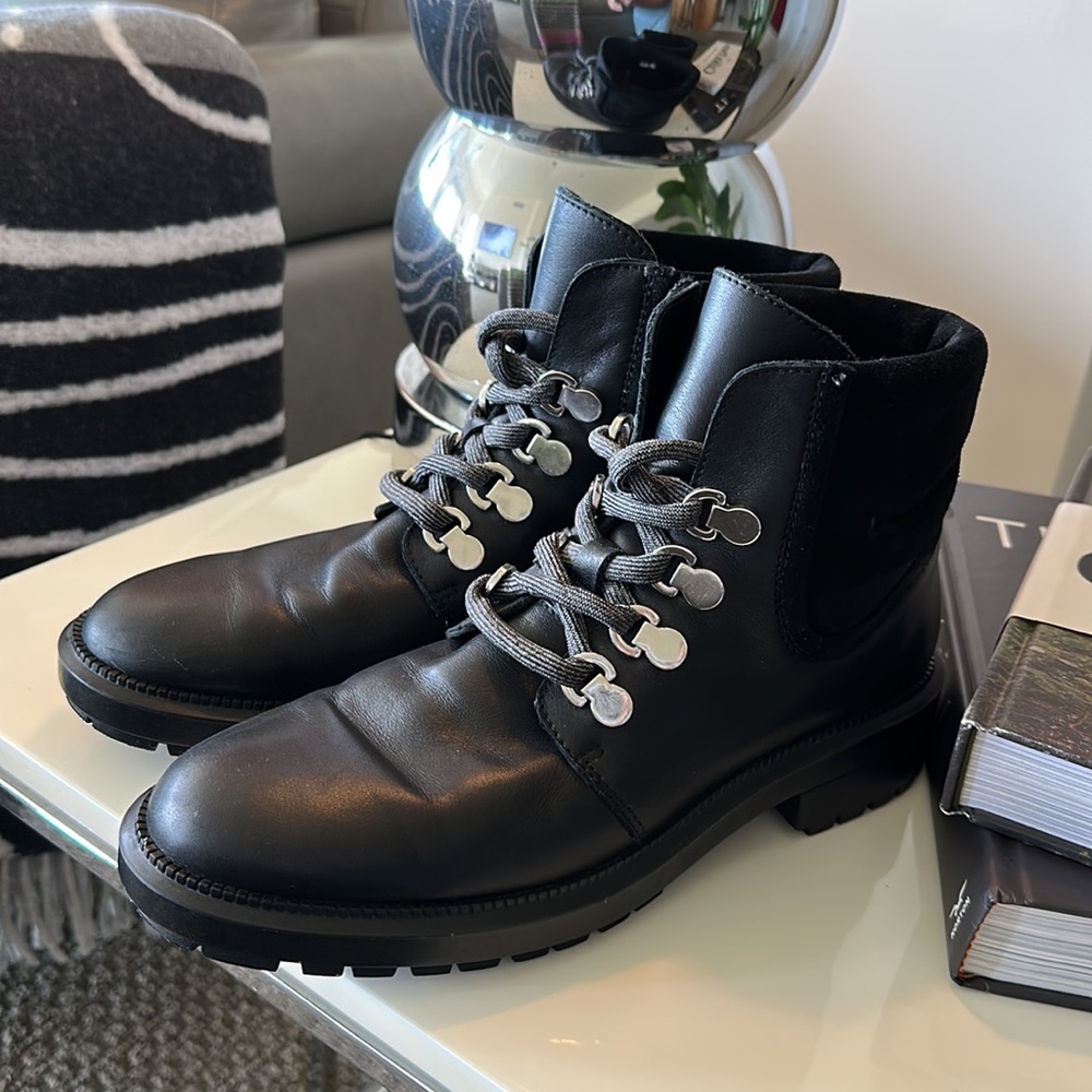 Aquatalia black leather and suede hiker boot